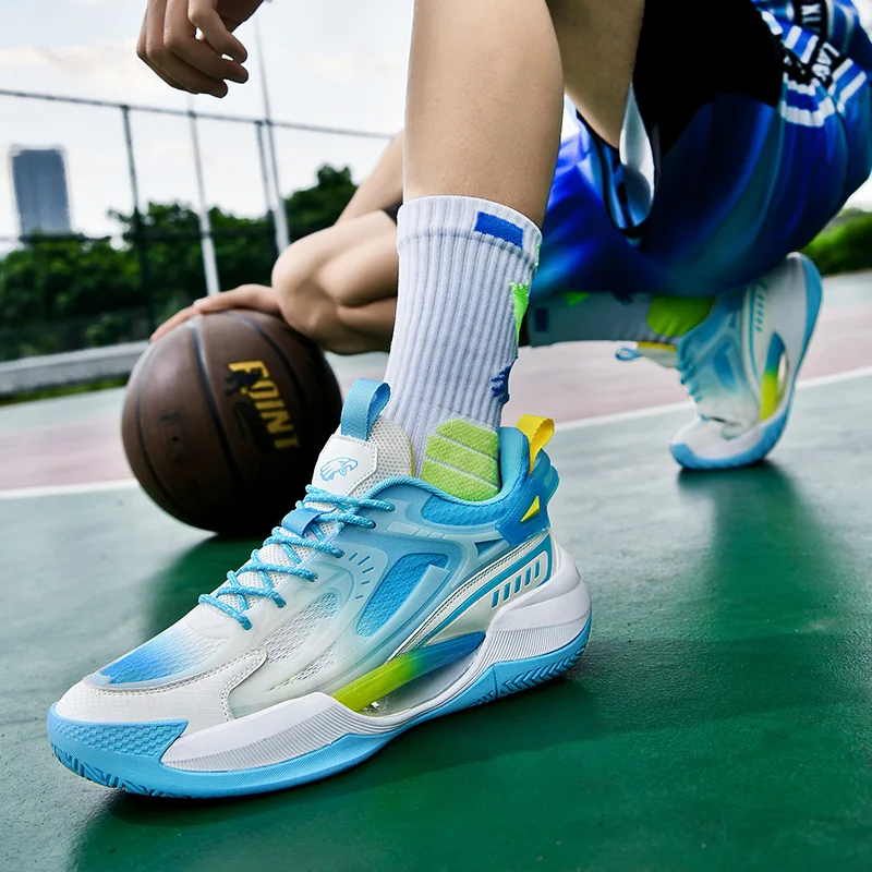Fashion Fluorescent Mesh Men's Basketball Shoes Professional Non-slip Basketball Training Shoes Men Breathable Men Athletic Shoe
