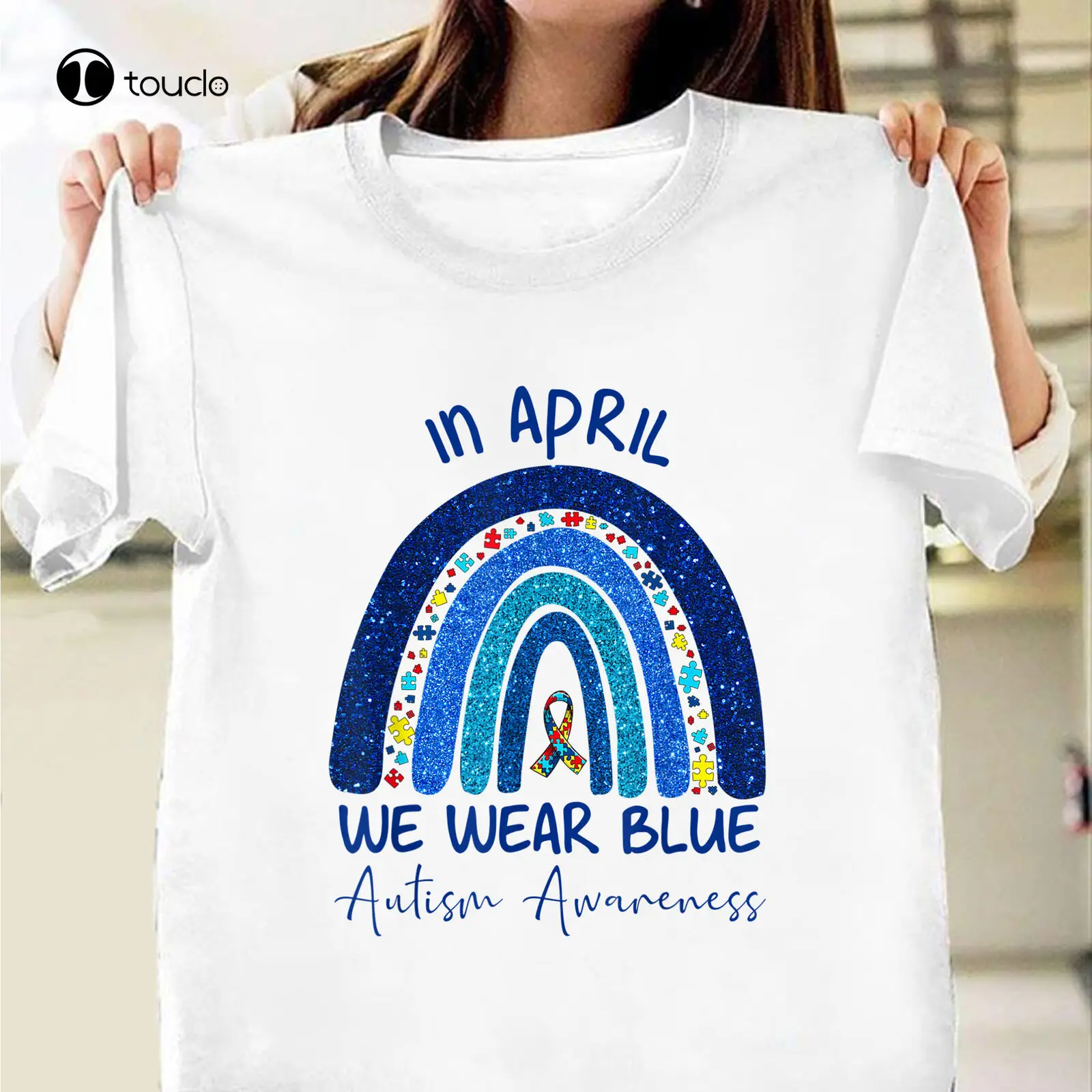 

Футболка унисекс с голубым пазлом, из хлопка