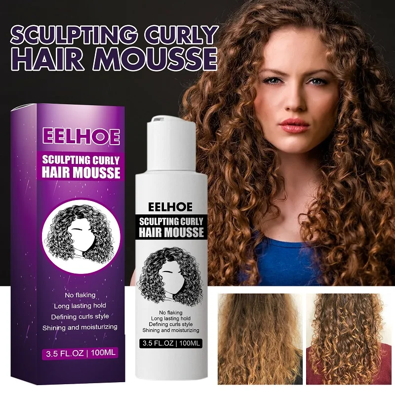 

100ML Hair Curl Mousse Natural Curl Boost Sculpting Hair Bounce Cream Fluffy Female Repair Curling Essence Hair Care Elastingmak