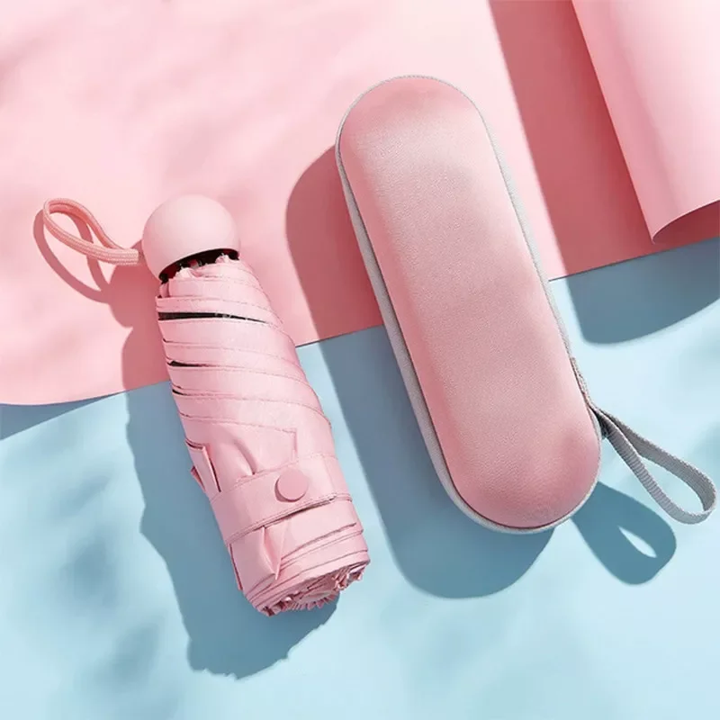 

Five-holding Portable Sun Umbrella Sun Protection UV Folding Umbrella Female Sunshade Rain capsule Compact Pocket