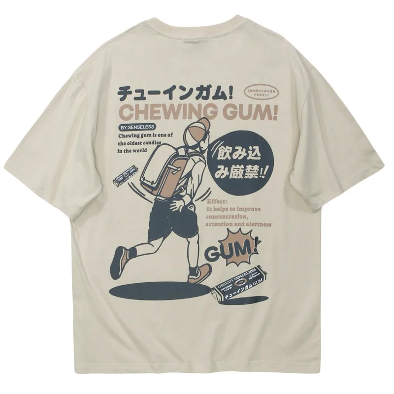 

2022 Streetwear Hip Hop Oversized T-shirt Japanese Letter Anime Print Short Sleeve T-shirts Harajuku Casual Cotton Tops Tees