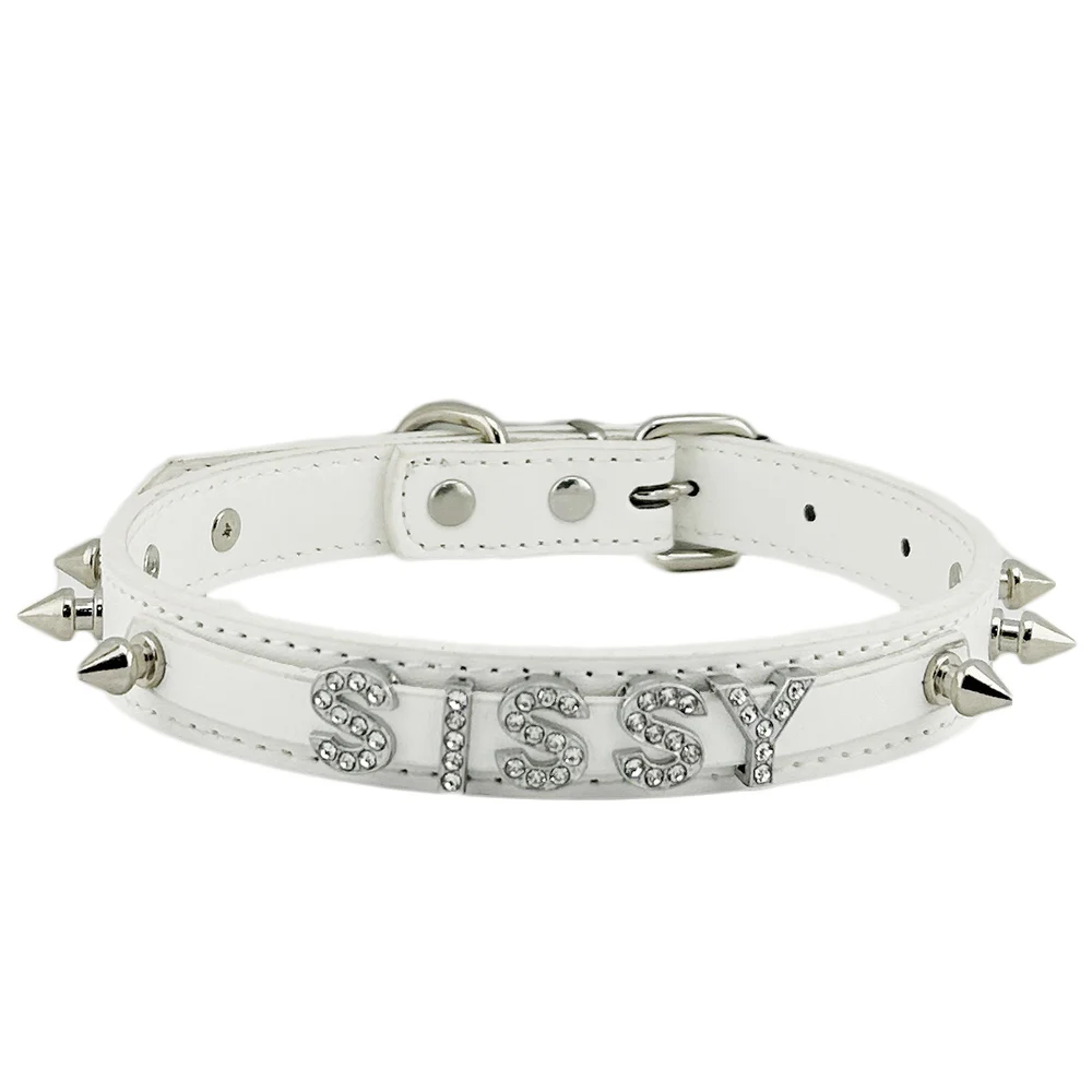 Ожерелье-чокер унисекс из белой искусственной кожи с заклепками