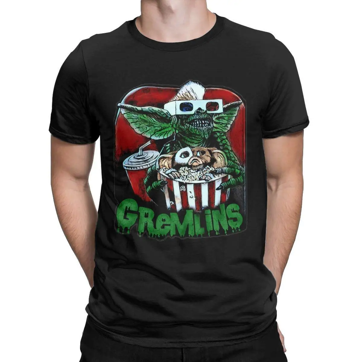 Men Gremlins Cast Midnight Art T Shirt Gizmo Pure Cotton Clothes Funny Short Sleeve Round Collar Tees Printing T-Shirts