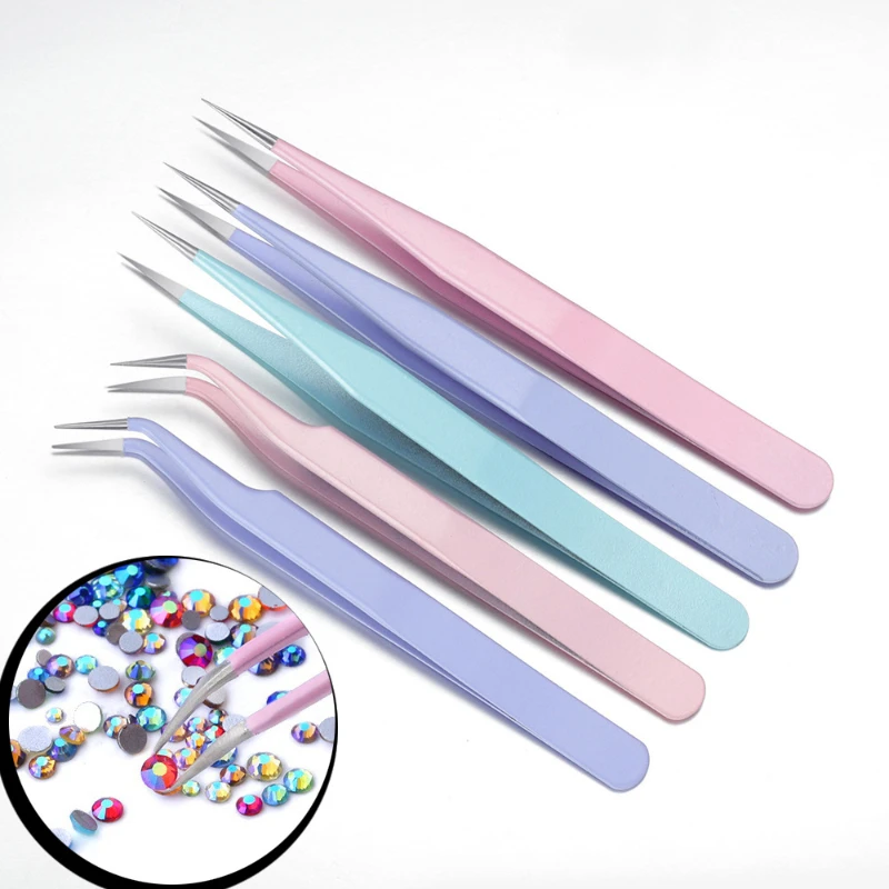 

Straight Curved Nail Art Tweezers Nipper Colored Tweezers Sequins Beads Rhinestones Picker Nail Art Decoration Tools