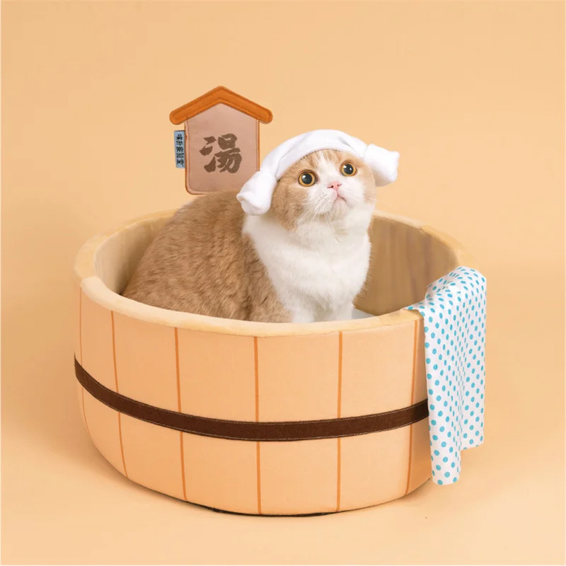 

Pet Bed Cat Beds Funny Dog House Soft Cushion Barrel Shape Cats Accessories Nest Animals Sleeping Bag Removable Washable CW36