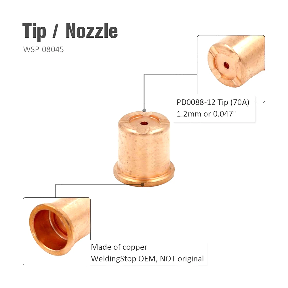 10 Pcs PD0088-12 Plasma Torch Nozzle Tips Fittings For Trafimet Ergocut CB50 CB70 Torch Cutter Welding Equipment Accessories
