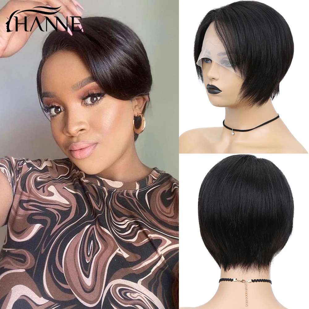 

Hanne короткие парики боб парик для вырезания Пикси бразильские прямые человеческие волосы парики для женщин на сетке фронтальные парики 13x1 к...