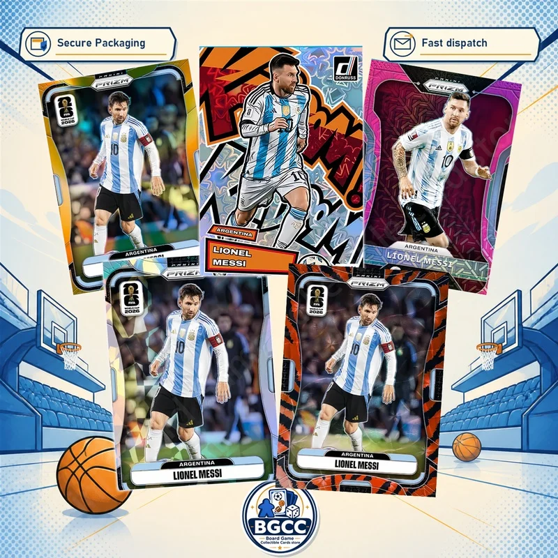 Фото Самодельная коллекционная карточка по футболу Panini FIFA World Cup Kabum с рисунком тигра Месси, Месси с эффектом дробленого льда, коллекция Месси. №1