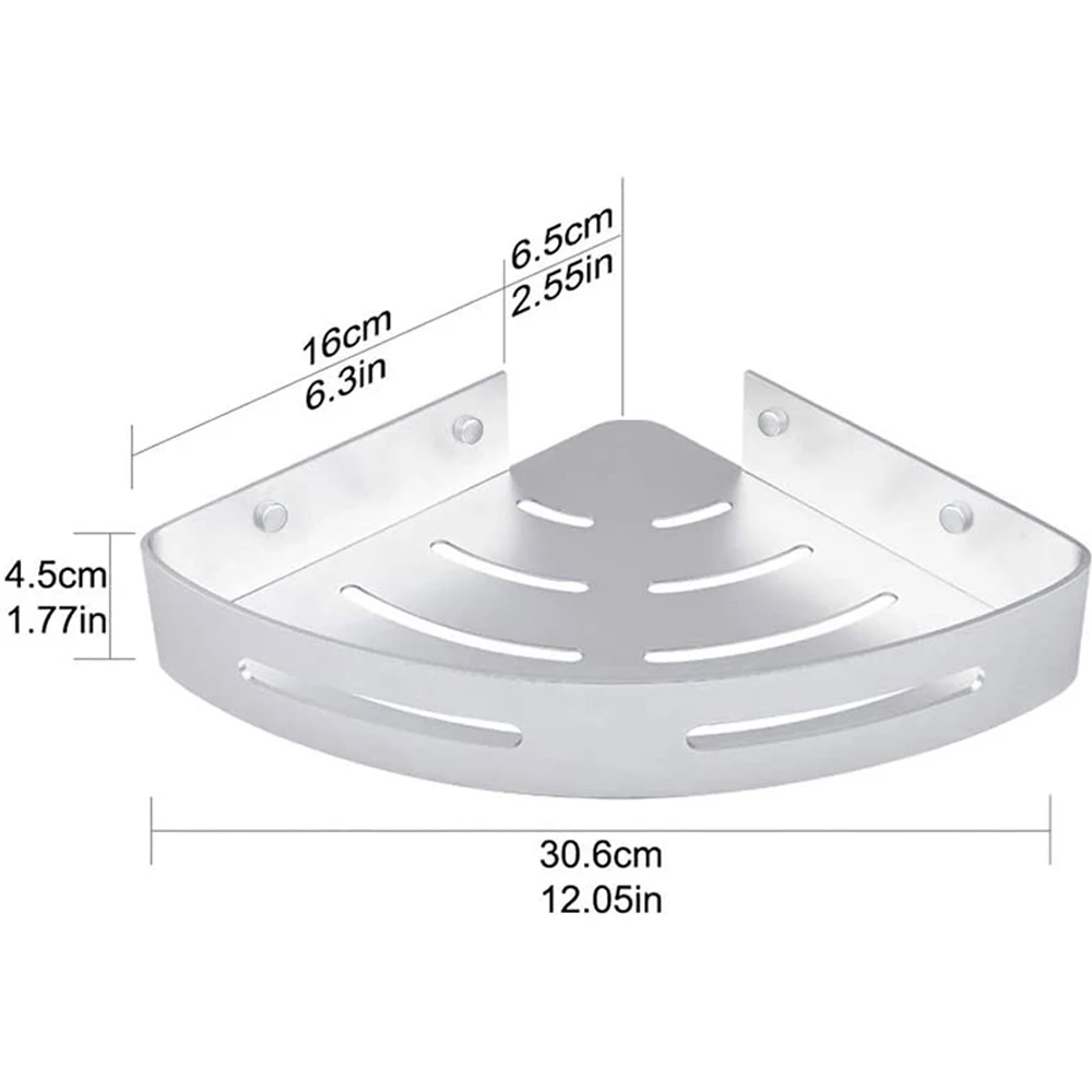 Ванная душевая корзина угловая полка из алюминия с 4 крючками, органайзер для хранения в кухне и туалете, клей, без сверления полок на.