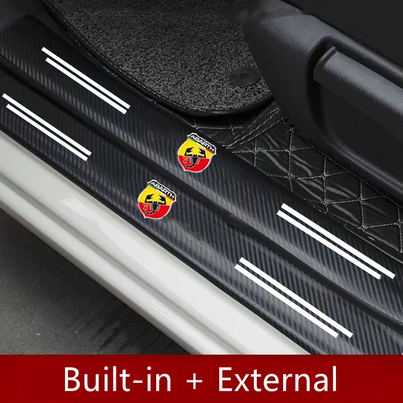 

4PCS Car Door Sill Scuff Plate Decor Sticker For abarth 695 595 500 competizione 124 Spider PUNTO