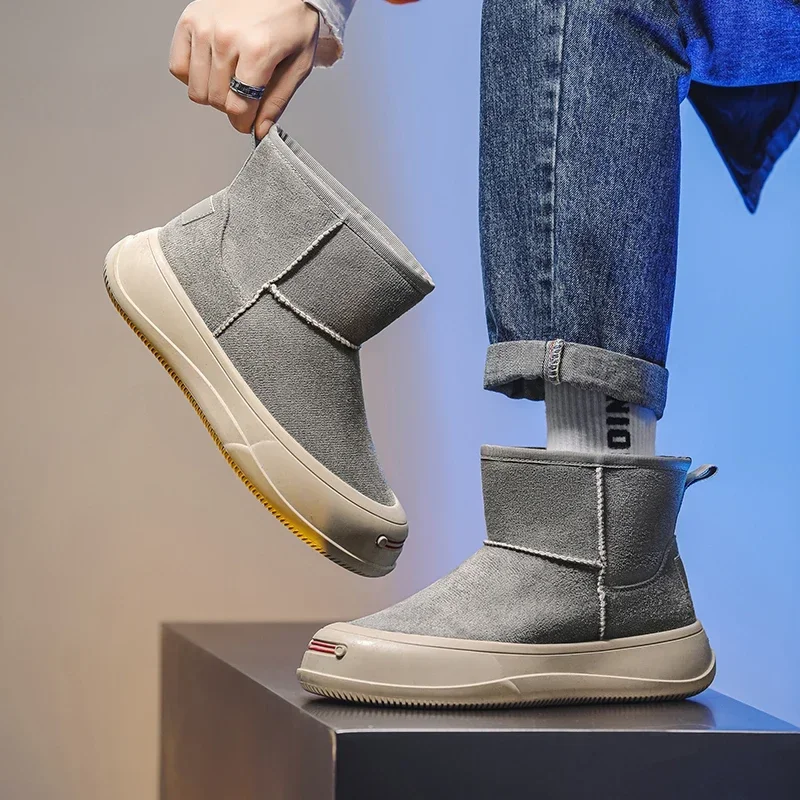 Мужские зимние ботинки с высоким берцем в британском стиле и модные хлопковые