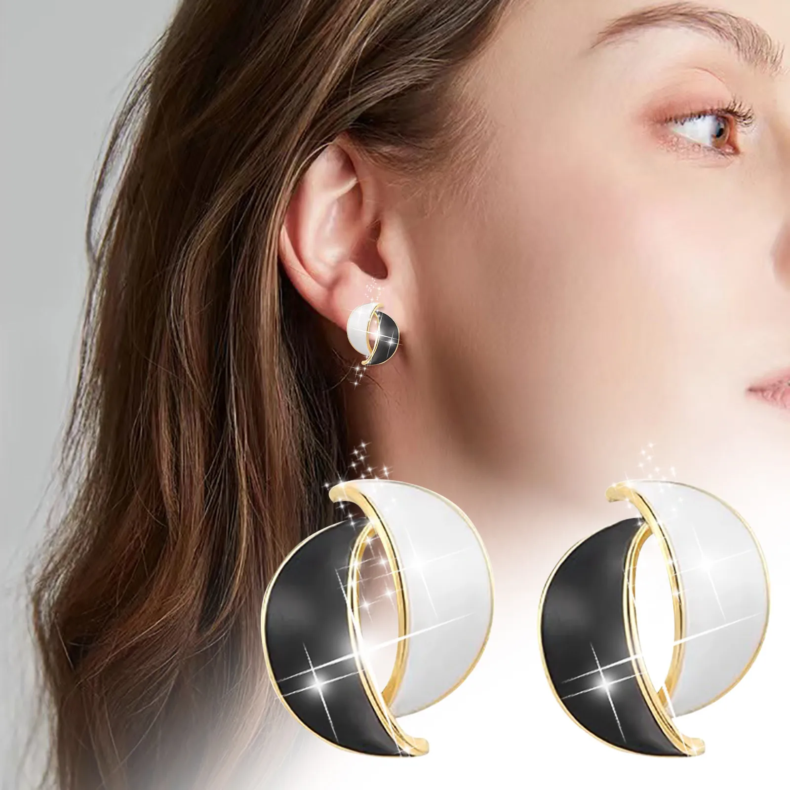 

Black Retro Three Geometric Tassel Earrings Ladies High End Light Luxury Design Collarbone Earrings Stud Earrings for Women