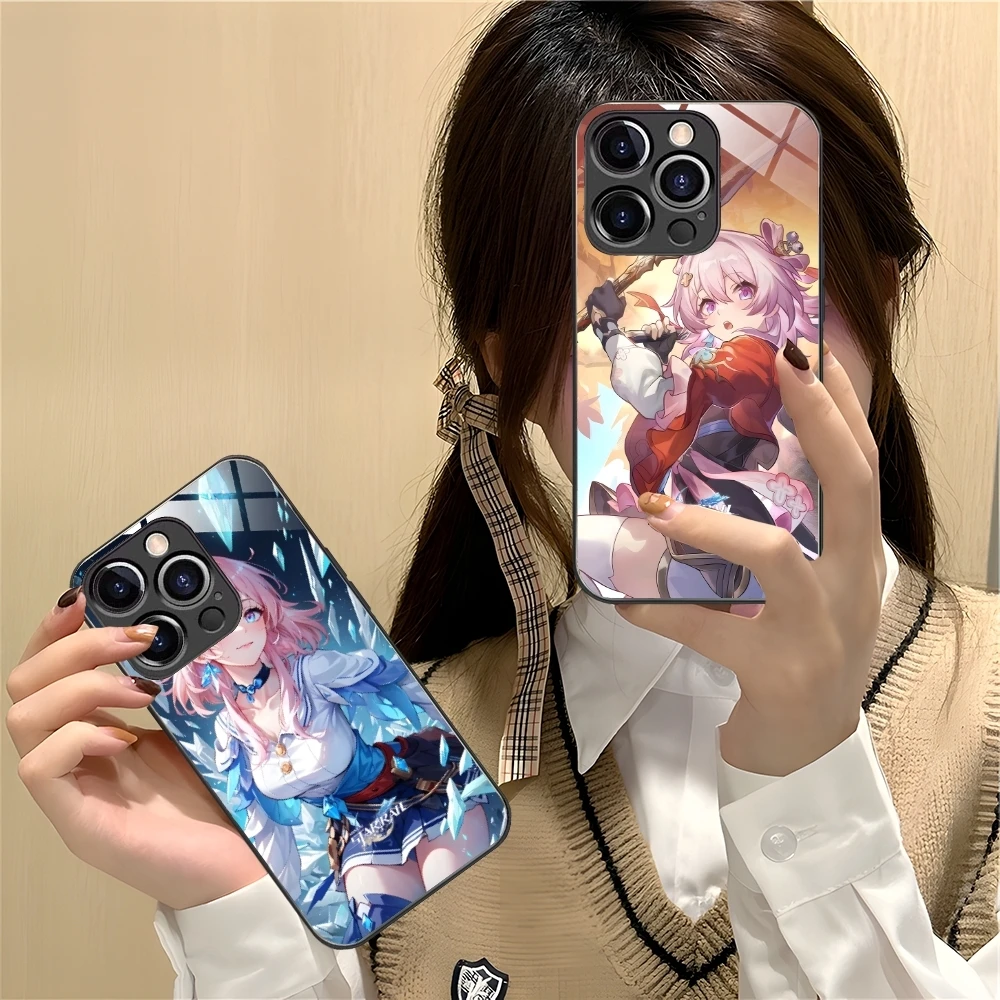 Чехол для мобильного телефона Honkai Star Rail March iPhone 16 15 14 13 12 11 X XR XS 8 Pro Max Plus стеклянный