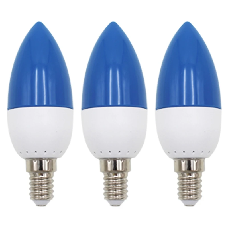 

3X E14 LED Color Candle Tip Bulb, Color Candle Light,Blue