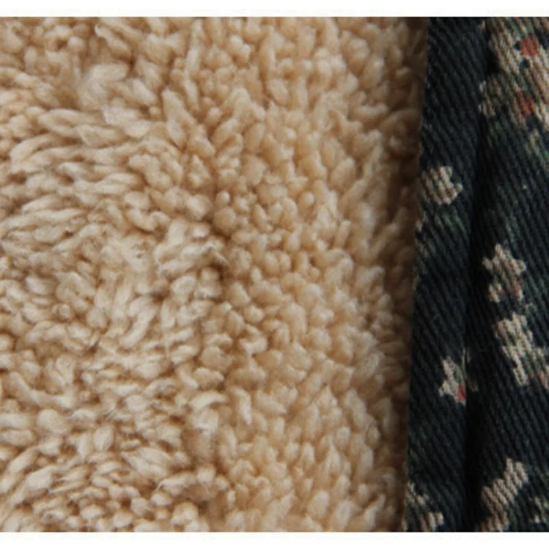 Женское зимнее платье из саржи хлопка и льна с цветочным принтом теплое овечье