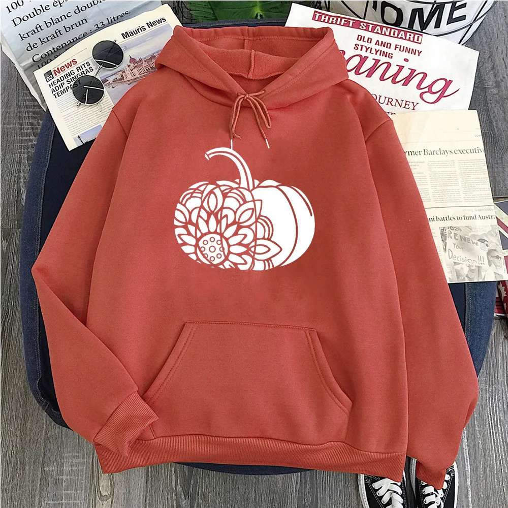 

Худи в стиле Харадзюку на Хэллоуин с изображением тыквы, сезон благодарения, свитшот, повседневный Женский свитшот в Корейском стиле