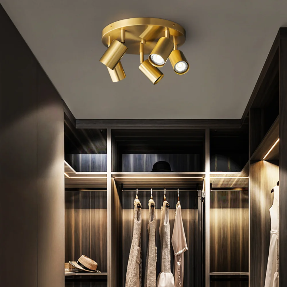 

Modern Copper Luxury LED Ceiling Light Corridor Cloakroom Surface Mount Panel Lamp GU10 Bedroom Porch Simple Lighting Fixtures