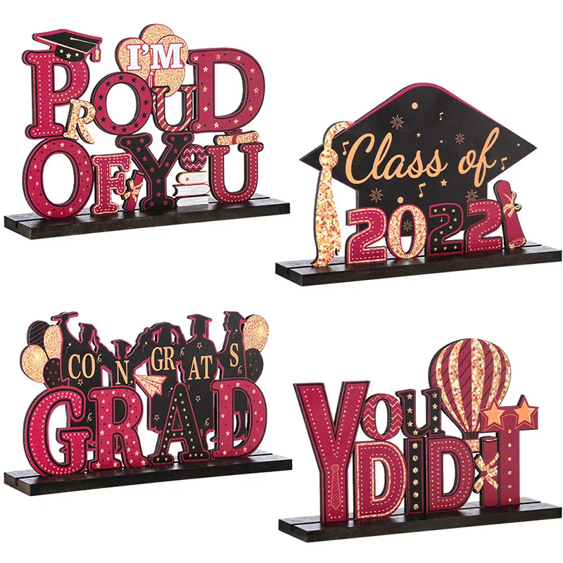 

2022 Graduation Party Decor Ornament School Classroom Desktop Ornaments Wooden Craft Family Gift For Graduate Home Decoration