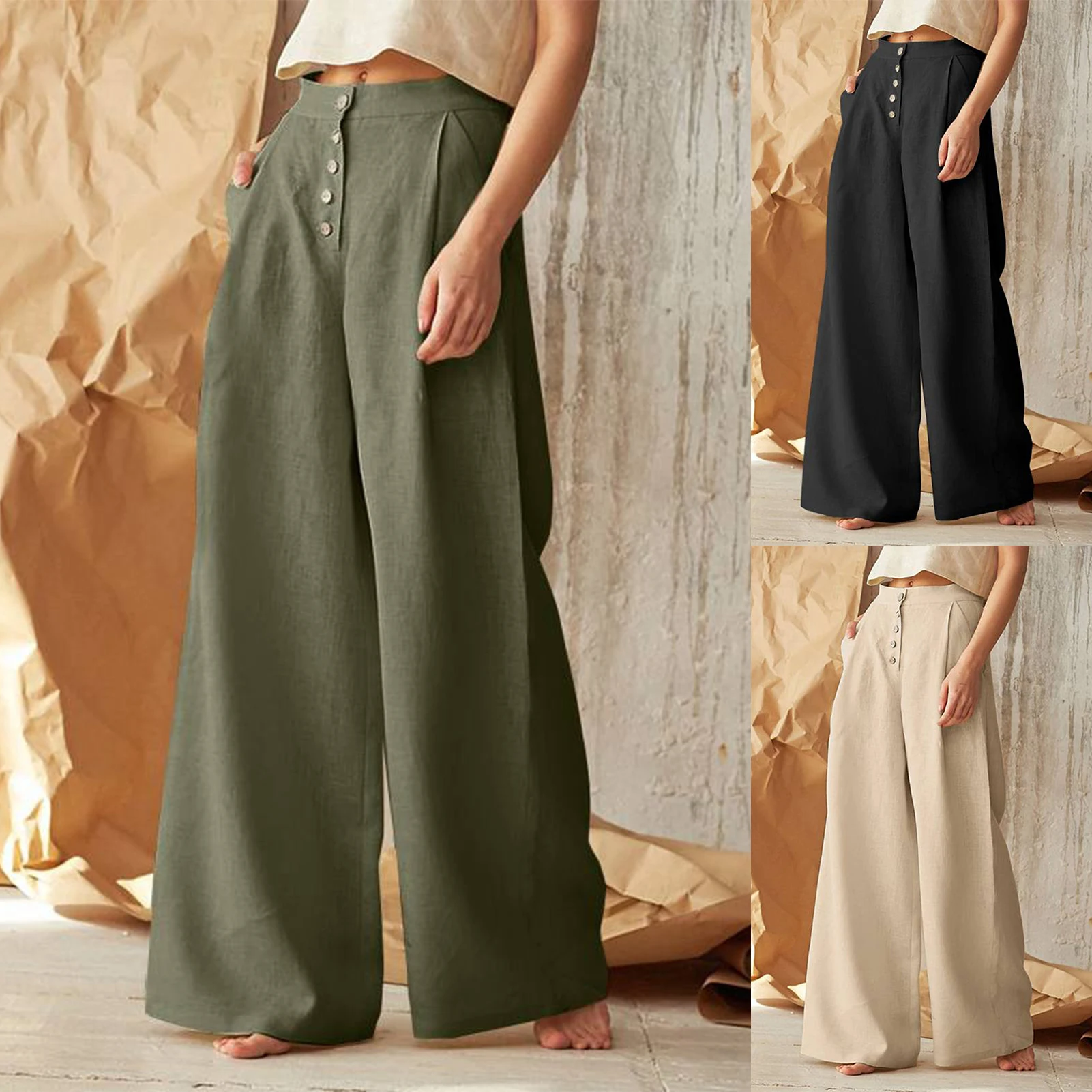 

2023 Spring Casual Loose Straight Trouser Female Nine Points Suit Pant Streetwear Fashion Simple with Pockets Baggy Trousers