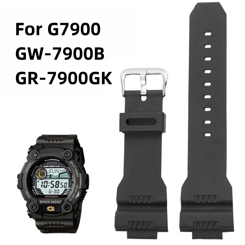 

Silicone Rubber Watch Band Strap Fit For Casio G-Shock G-7900sl GW-7900b GR-7900NV Replacement Black Waterproof Watchbands