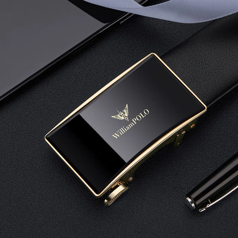 Мужской ремень из натуральной кожи Paul черный воловьей с автоматической пряжкой