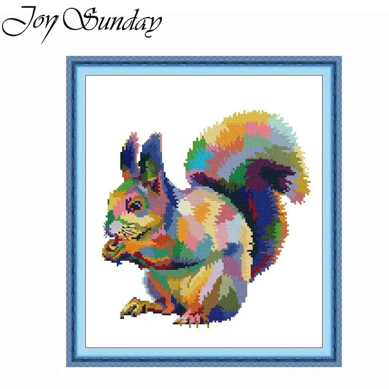 

Набор для вышивки крестиком Joy Sunday, цветной штампованный рисунок в виде белки, Крафтовая ткань Aida 16CT 14CT 11CT, Набор для вышивки «сделай сам»