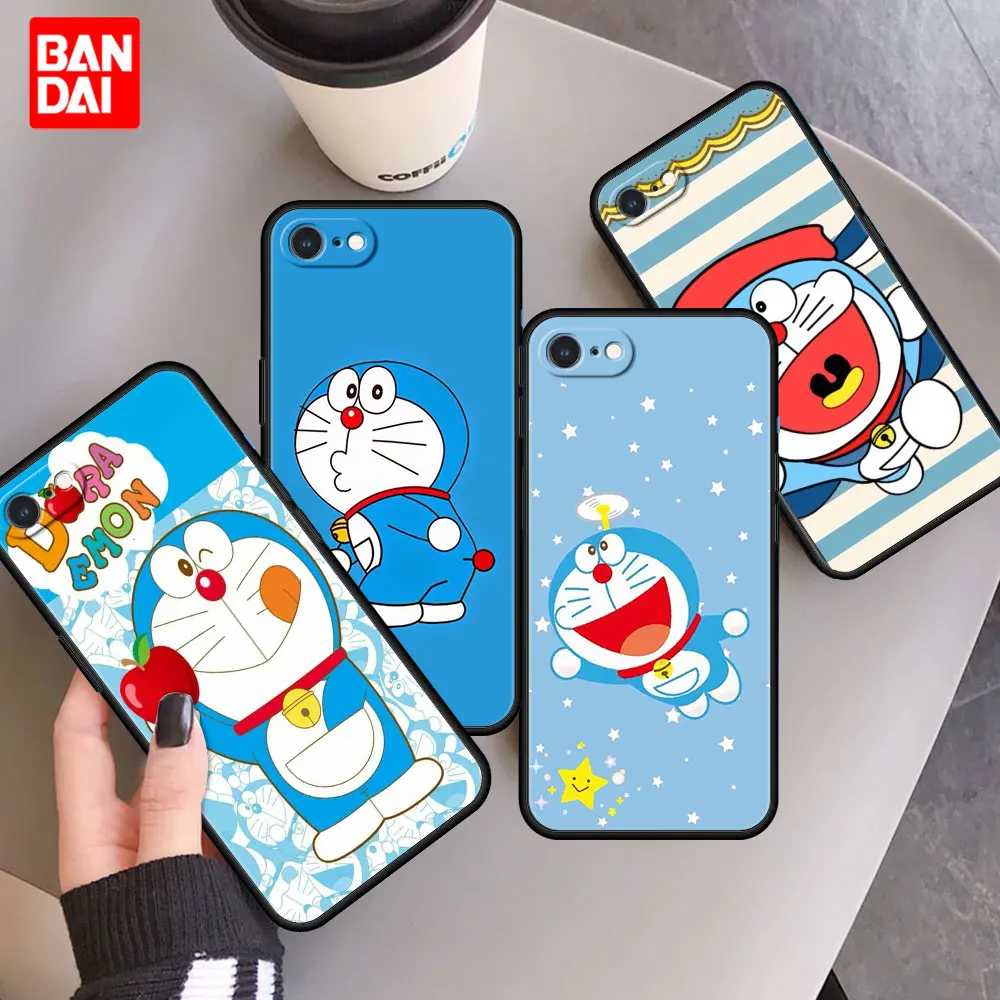 

Cute Doraemon Cartoon Case for iPhone 6 6s 7 8 X XR XS XS Max SE 2020 Plus 6plus 7plus 8plus Cover Protection Silicone Black Bag