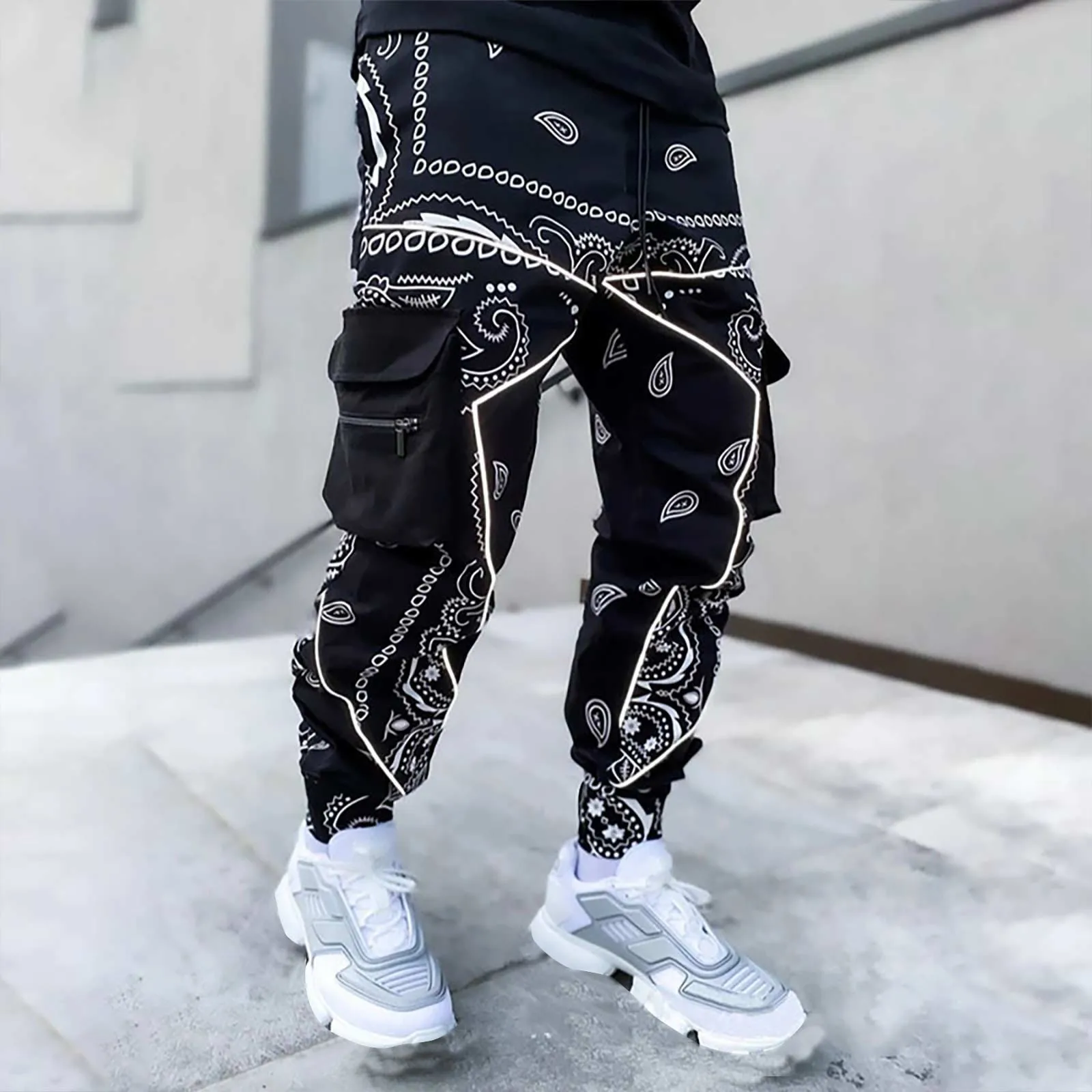 Мужские брюки-султанки с принтом кешью свободные брюки-карго разных цветов на