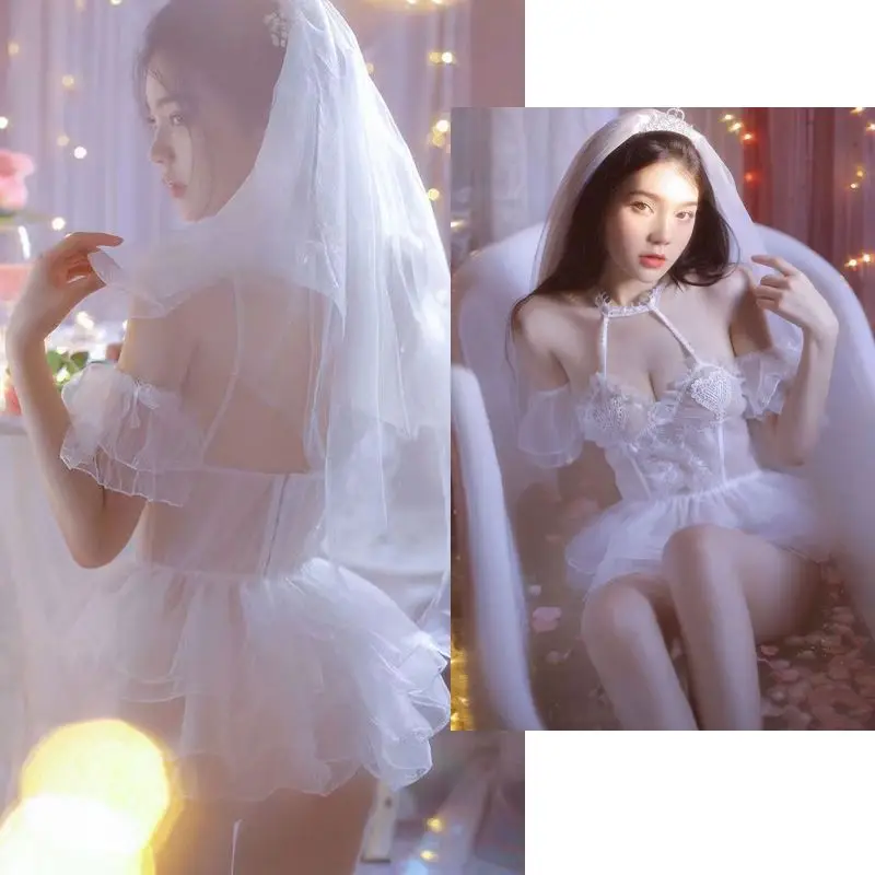 

Свадебное платье для невесты, свадебное платье для косплея, женская сексуальная ночная рубашка из органзы