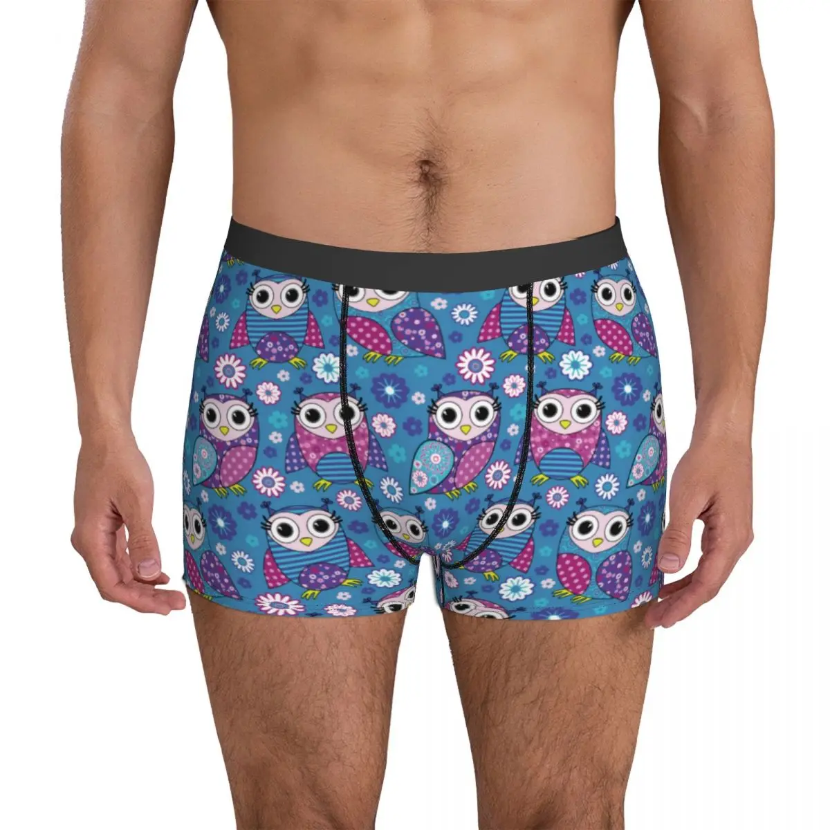 

Multicolored Owl Underwear Cute Animal Print Print Boxershorts High Quality Men Underpants Funny Boxer Brief Gift Idea