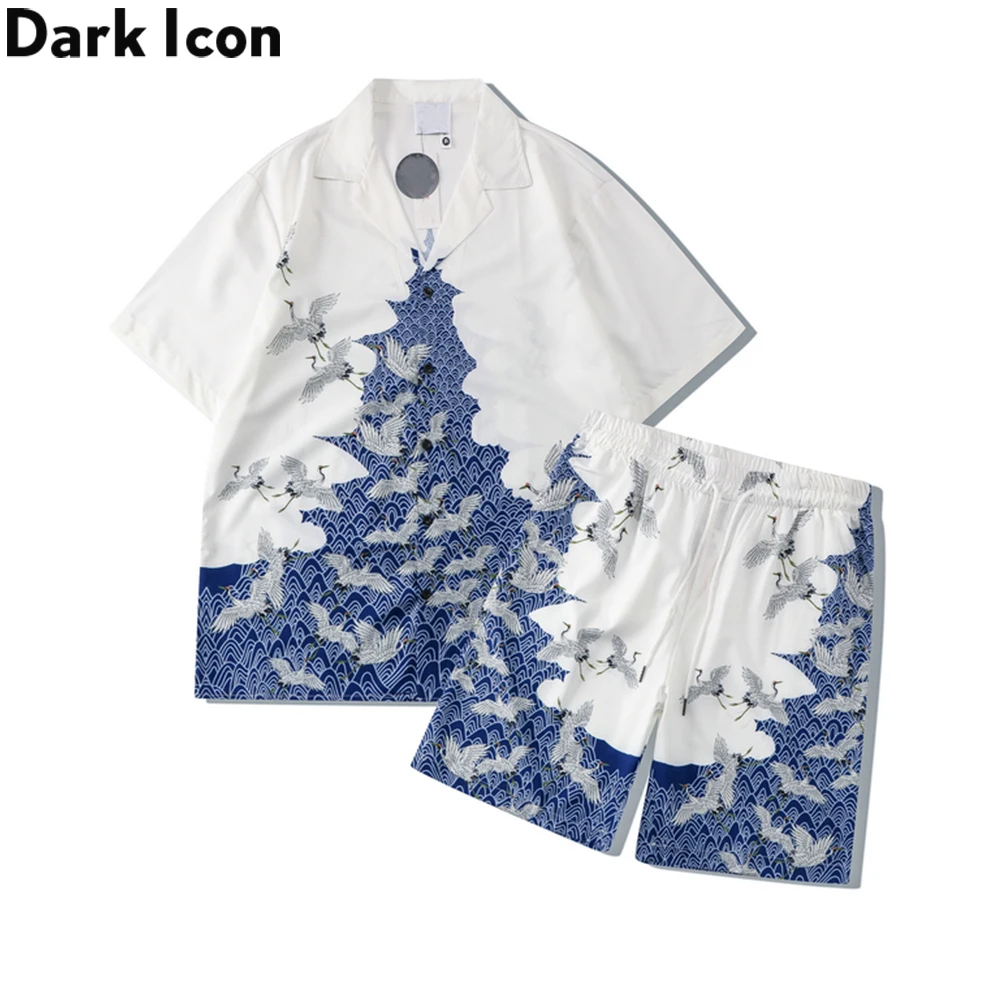 

Dark Icon Crane Summer Beach Set Men Women Shirts and Shorts