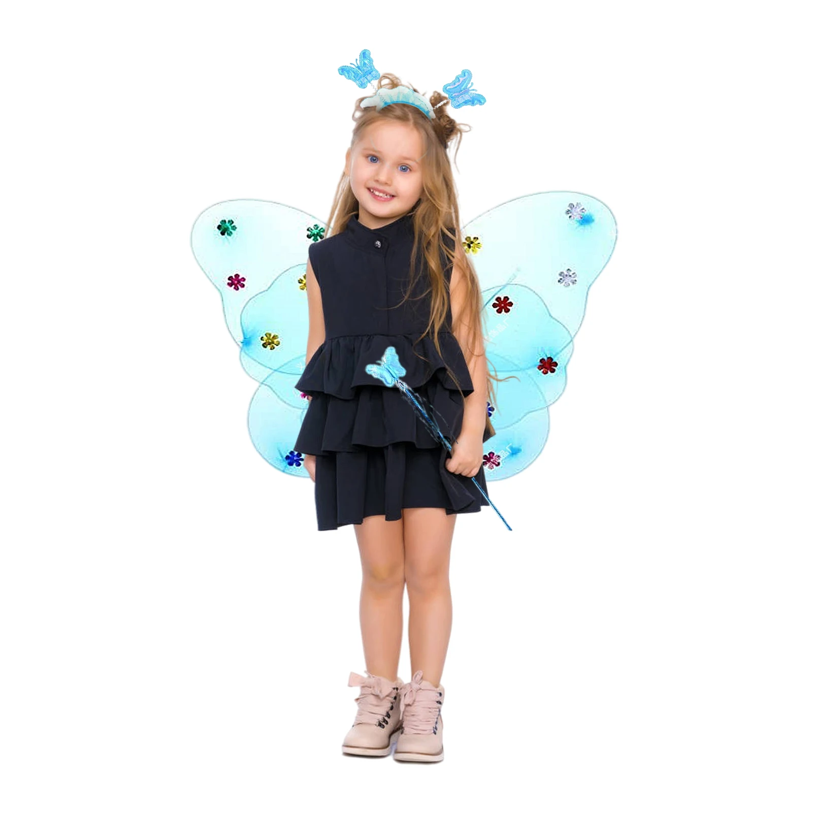 

Butterfly Fairy Wings Set GirlsFairy Wings With Wands And Glowing Headbands Fairy Elf Princess Angel Wings For Women Girls Stage