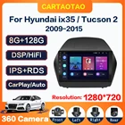 Автомагнитола CarPlay 2DIN, 8 ГБ + 128 Гб, мультимедийный плеер с GPS для Hyundai IX35 Tucson 2 2009 2010-2015 DSP IPS 2din, автомобильная стереосистема