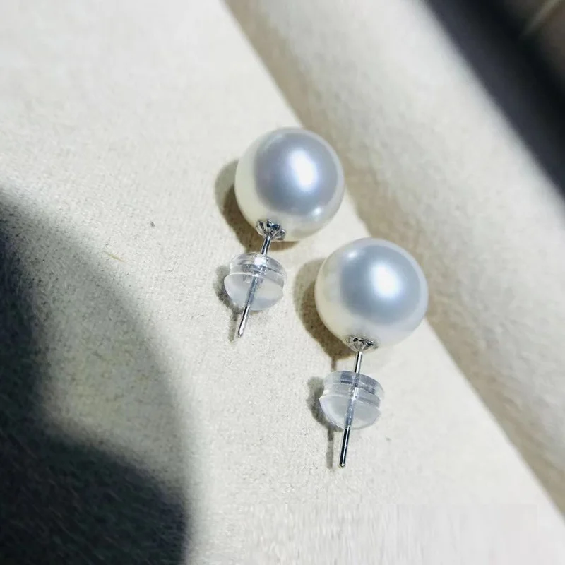 

Natural Elegant 10-11mm Sea Genuine White Pearl Earring Stud Earrings for Women