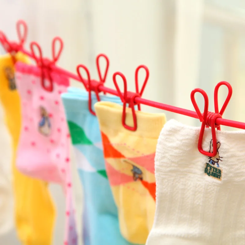 

Travel Portable 12 Clip Clothesline Elastic Hanger Clothespin Clothesline Travel Clothes Hanger Hook Clothesline