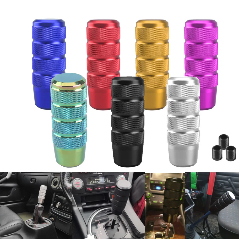 95MM Universal Non-Slip Gear Shift Knob Manual Transmission Aluminum knurled Shifter Lever |