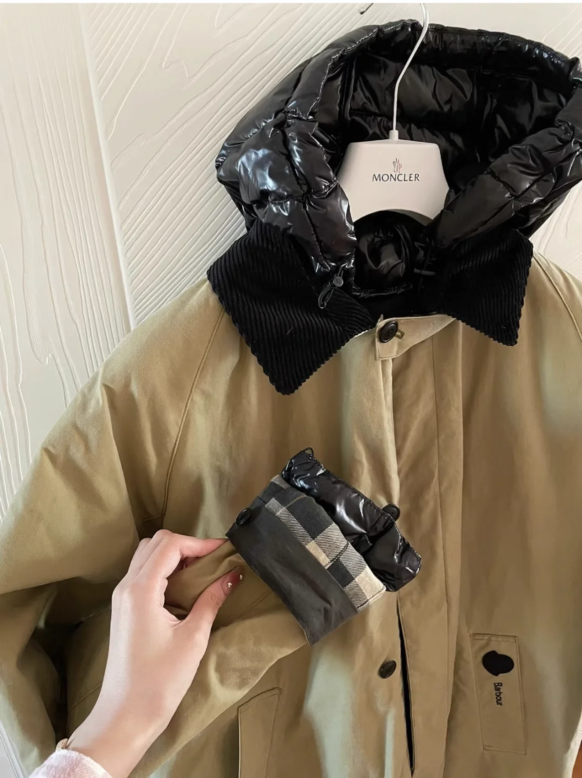 Barпотребитель co-фирменный съемный длинный пуховик ветровка унисекс стиль шапка с