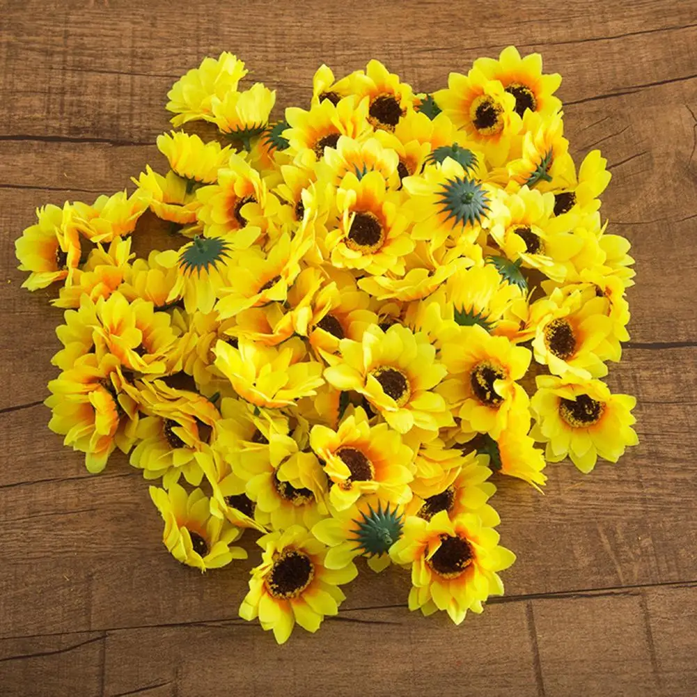 

15Pcs Artificial Flowers Realistic DIY Yellow Beautiful Wreath Hairpins Fake Sunflower Heads Home Decoration