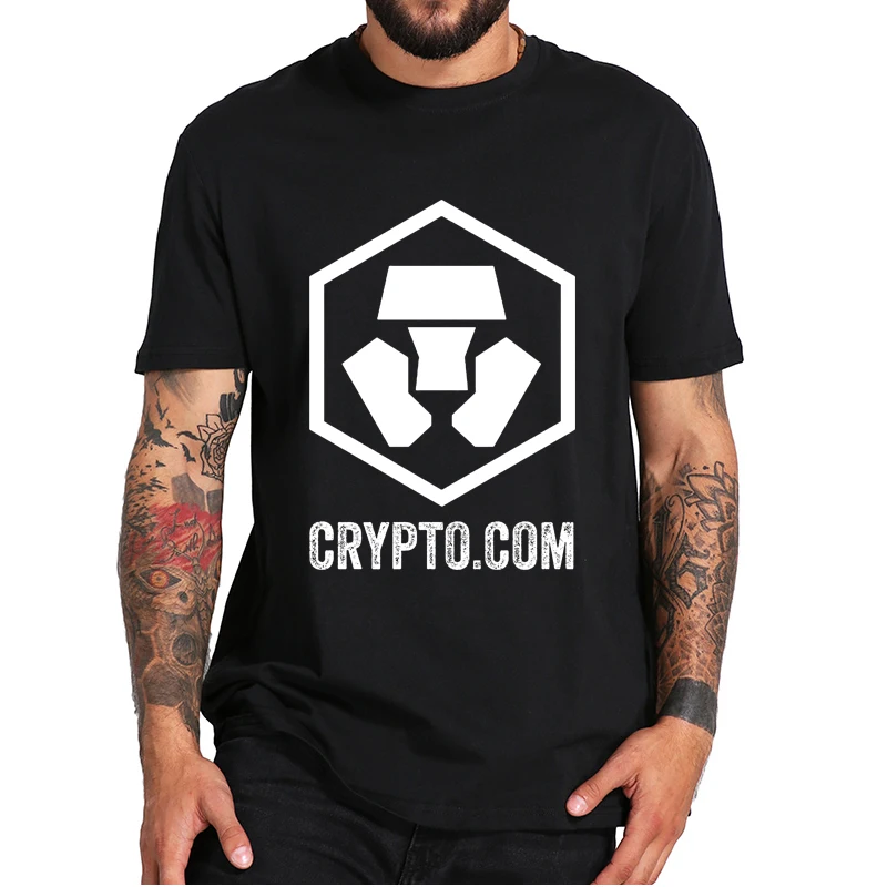 

CRO Token Crypto.com T Shirt Classic Blockchain Cryptocurrencies Men's Tee Tops 100% Cotton EU Size Crewneck Tshirts