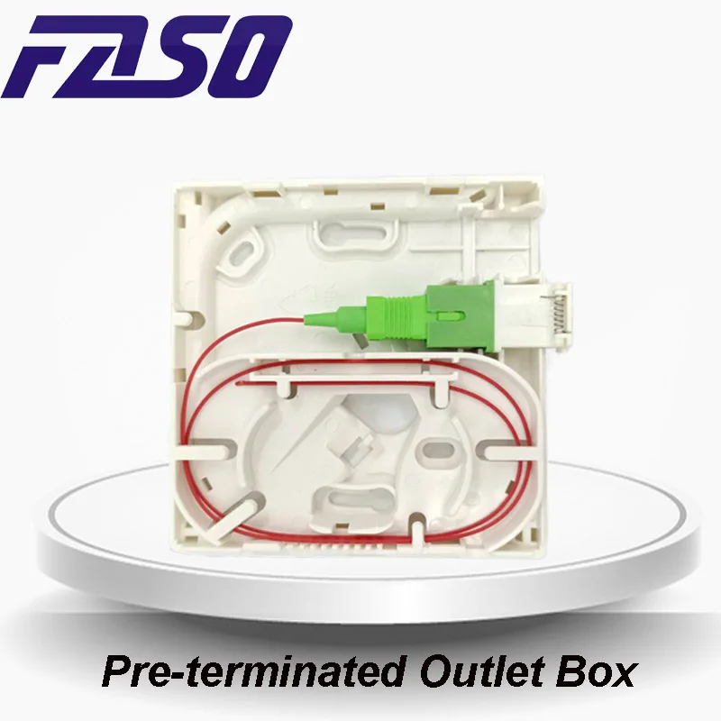 

FASO 20 Pcs SC/APC 1 Core Socket PTO Pre-terminated Outlet Box with Red Pigtail and Adapter FTTH Conector Fibra Optica