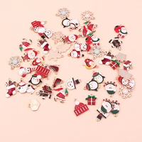 10pcs enamel red christmas charms snowman santa claus snowflake gifts hat stocking diy jewelry earring necklace pendants