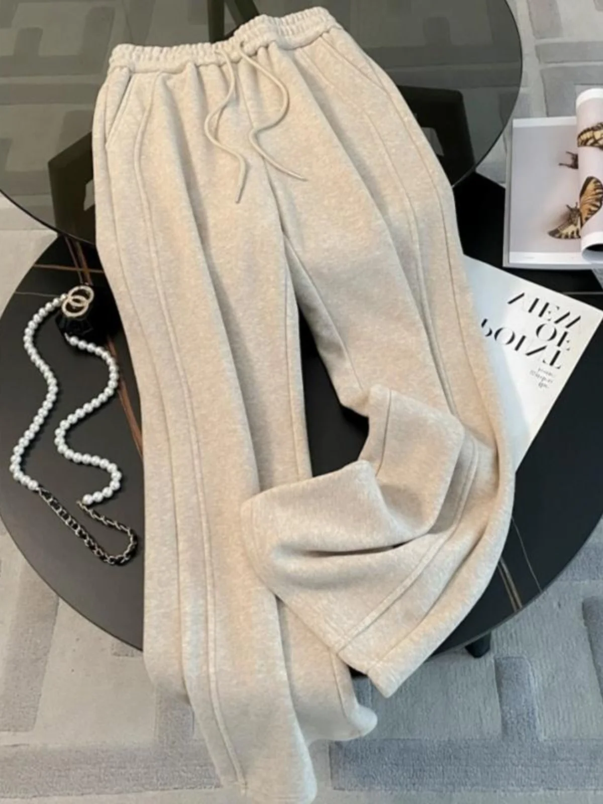 Outlets Counter Leak-Picking Foreign Trade European Goods Hoodie Pants set Women Autumn and Winter Western Sle Fleece-lined...