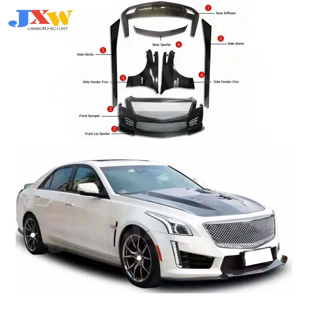 

Front Lip Side Skirts Engine Hood Rear Wing Front Bumper for Cadillac CTS Sedan CTS V Sport Style 2015-2020 Air Vent Fender