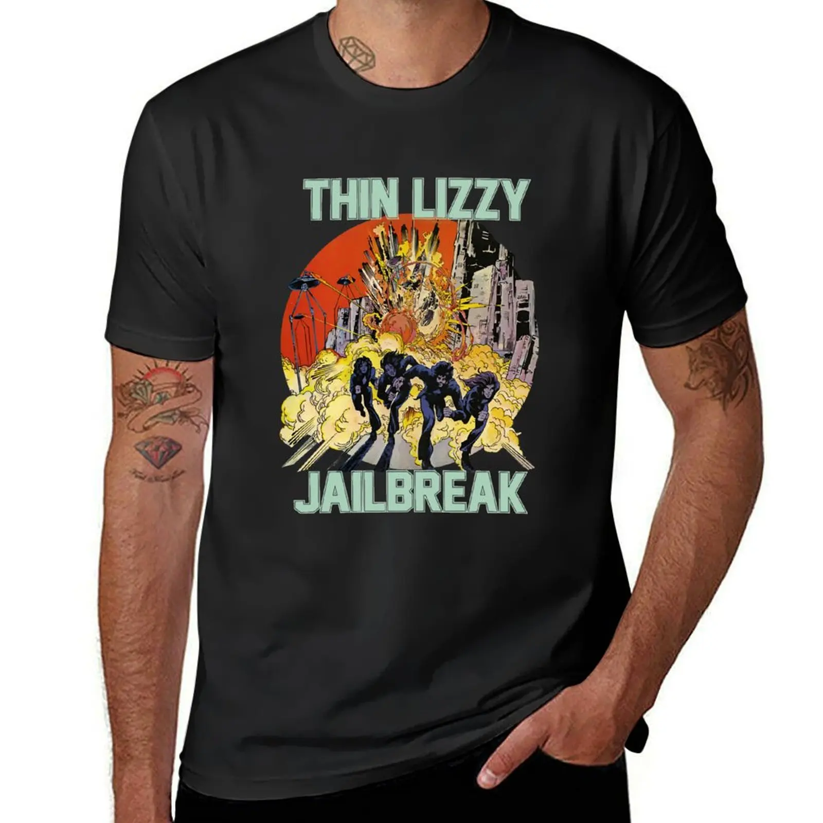 Тонкая взрывобезопасная Винтажная Футболка Lizzy Jailbreak великолепные футболки с