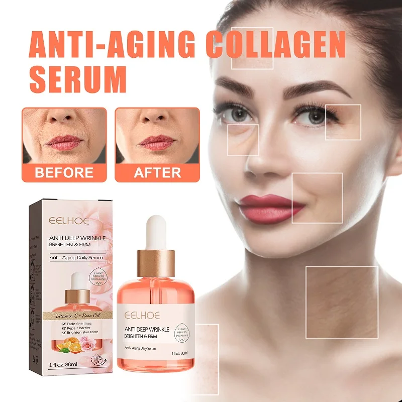 

Rose Oil Deep Anti Wrinkle Serum Vc Anti-Aging Essence Improve Fine Lines Lifting Shrink Pores Moisturize Face Skin Care 30Ml