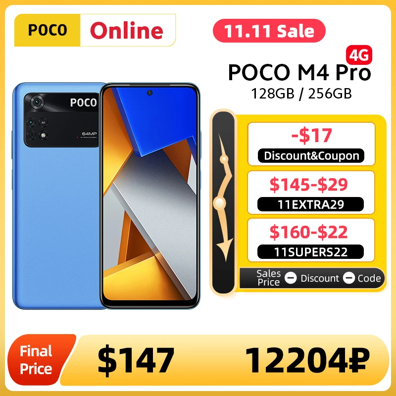 Kup Nowy Globalny Wersja POCO M4 Pro 6GB 128GB / 8GB 256GB NFC Smartphone Helio G96 64MP Potrójny Aparat 90Hz AMOLED 33W 5000mAh
