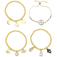 gold plated beads star heart charms bracelets for women cz evil eye tennis chain animal rabbit wholesale designer jewelry gifts