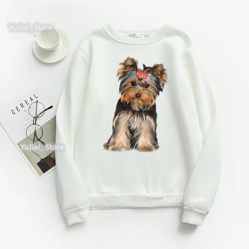 Модные женские толстовки с принтом симпатичного йоркширского терьера собаки
