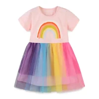 children dress summer rainbow printing colored mesh kids clothes fashion toddler baby girls clothing summer dress girl