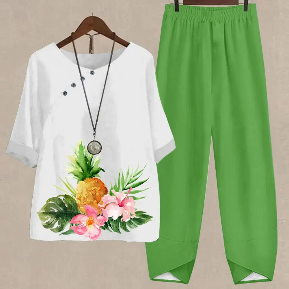 Костюм женский из хлопка и льна модный Удобный однотонный Повседневный